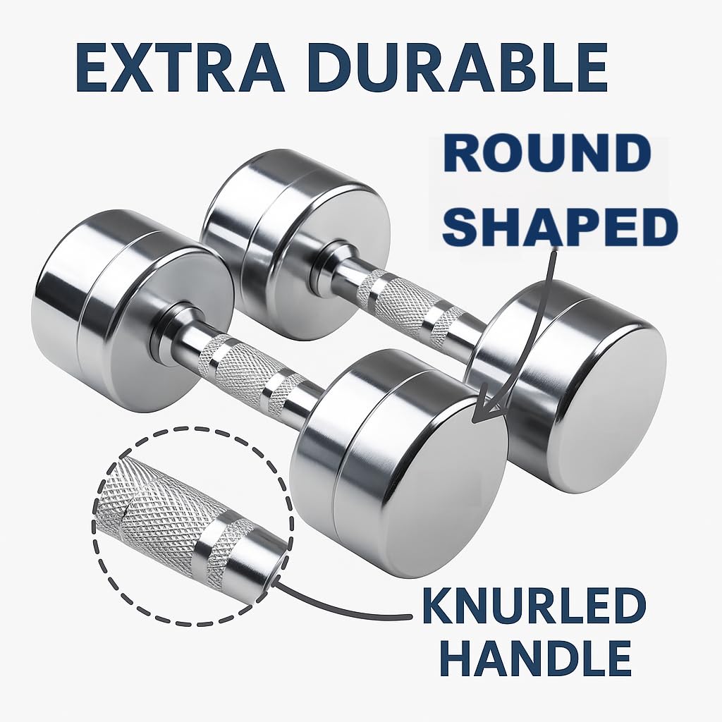 Steel Dumbbell Set (2Kg ) 1 Pair Dumbbells, Steel Dumbbells, Home Gym Fixed Weight Dumbbell (Silver, 2KG X 2PCS) - Image 3
