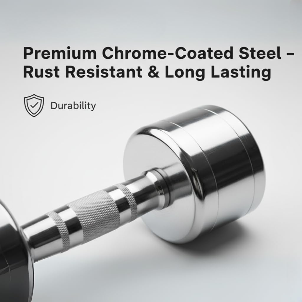 Steel Dumbbell Set (2Kg ) 1 Pair Dumbbells, Steel Dumbbells, Home Gym Fixed Weight Dumbbell (Silver, 2KG X 2PCS) - Image 4