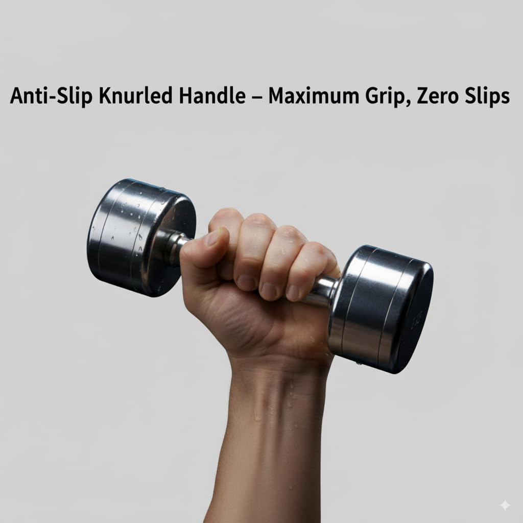 Steel Dumbbell Set (2Kg ) 1 Pair Dumbbells, Steel Dumbbells, Home Gym Fixed Weight Dumbbell (Silver, 2KG X 2PCS) - Image 5